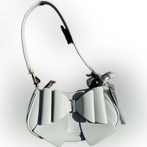 Crossi Bow Crossbody Purse with Interchangeable Gold Chain Strap